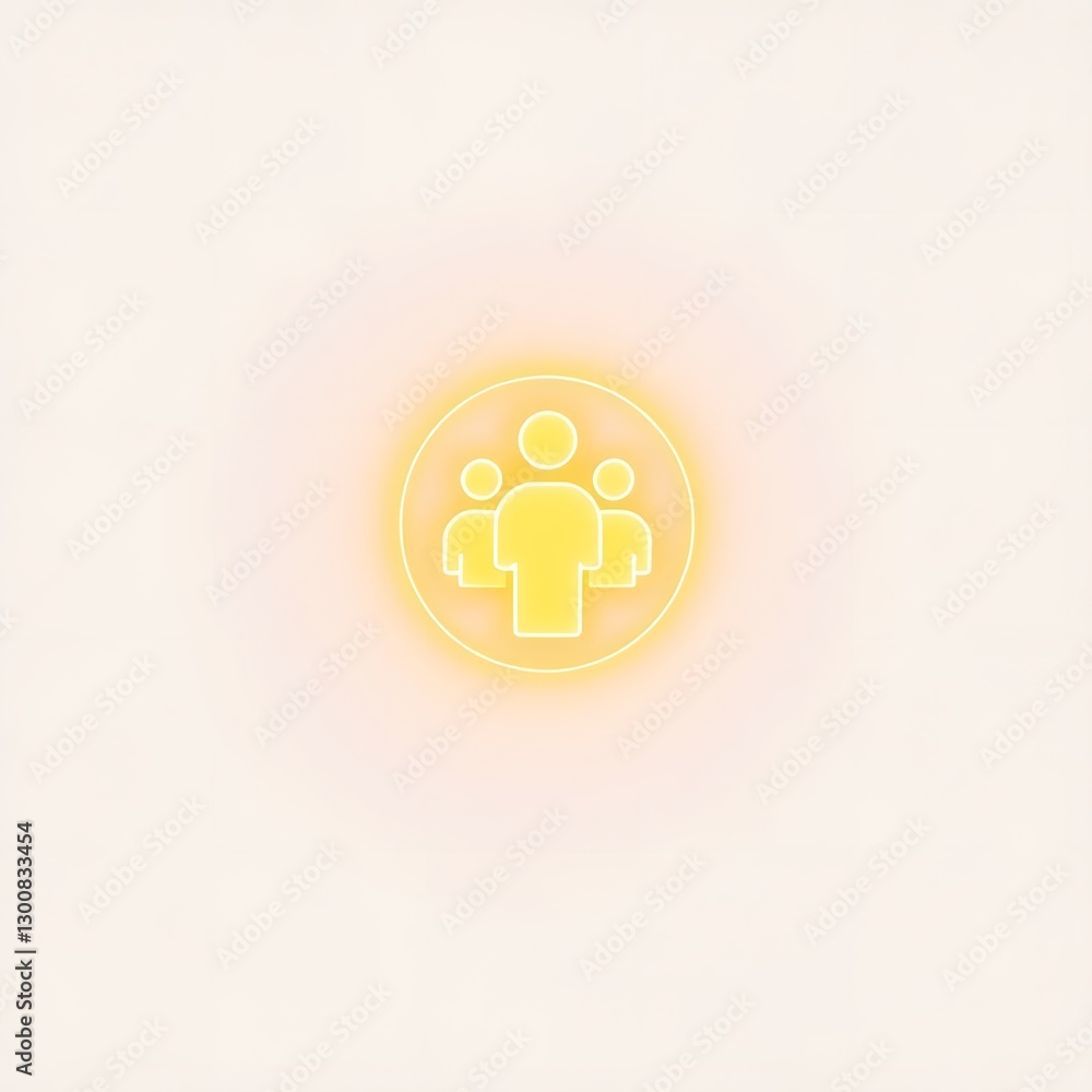 Poster a glowing yellow people icon inside of circle. suitable for use in business and community-related pr