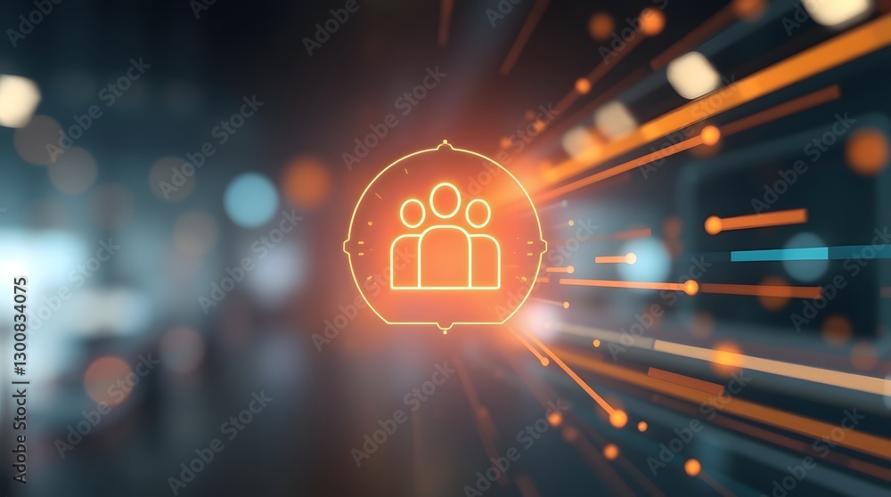Aufkleber digital representation of teamwork and collaboration. the graphic features glowing lines and a centr