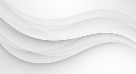 An abstract background features smooth, flowing gray and white wavy lines, creating a modern and sophisticated design