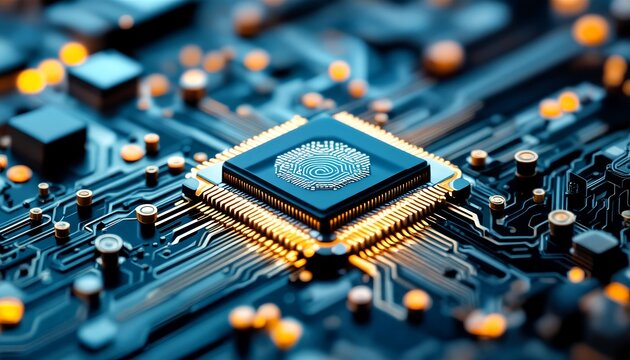 A close-up photograph of an integrated circuit on top of another computer chip.