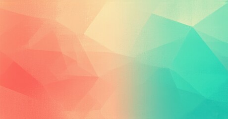 Obraz premium Retro inspired gradient background warm coral transitioning seafoam green grainy noise texture abstract polygonal shapes subtle diffused reflections bright colorful de