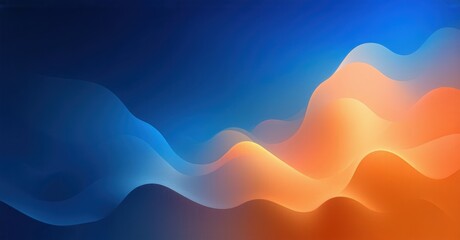 Fototapeta premium Trendy digital art gradient background warm apricot blending rich royal blue fine grain texture soft abstract geometry elegant glowing accents bright colorful design