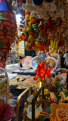 Asian hand made souvenirs made with local craftsman and being sold at the market in souvenir shop in Singapore