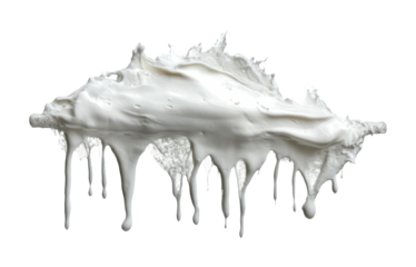 Creamy whipped topping flowing elegantly from a whisk against a plain white backdrop, perfect for dessert decoration or culinary themes, cut out