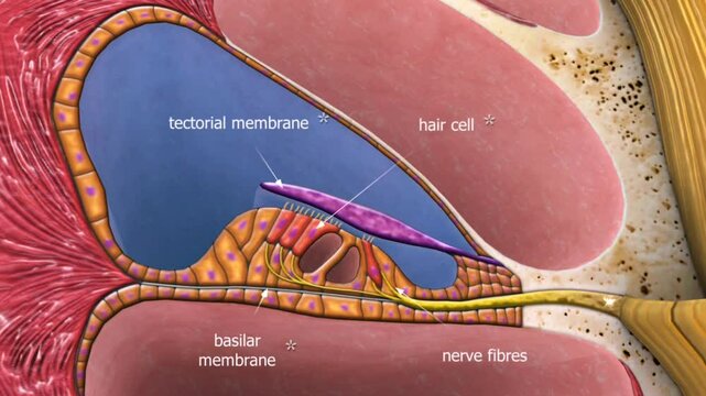 Anatomy of organ of corti of the ear.