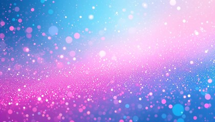The image is a vibrant, colorful background featuring a gradient of blue and pink hues with scattered dots.