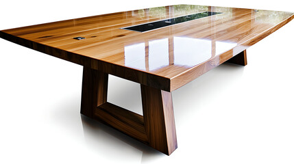 A wooden table with a black center. generated using AI