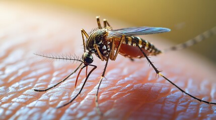 close-up photo of a mosquito on a skin