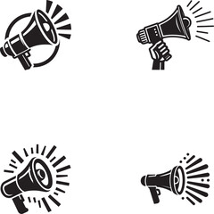 black and white megaphone vector logo icon illustration silhouette
