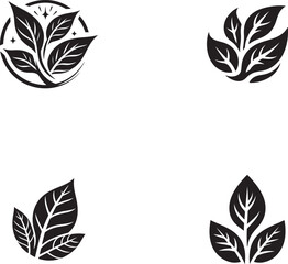 set of leaves vector logo icon illustration silhouette
