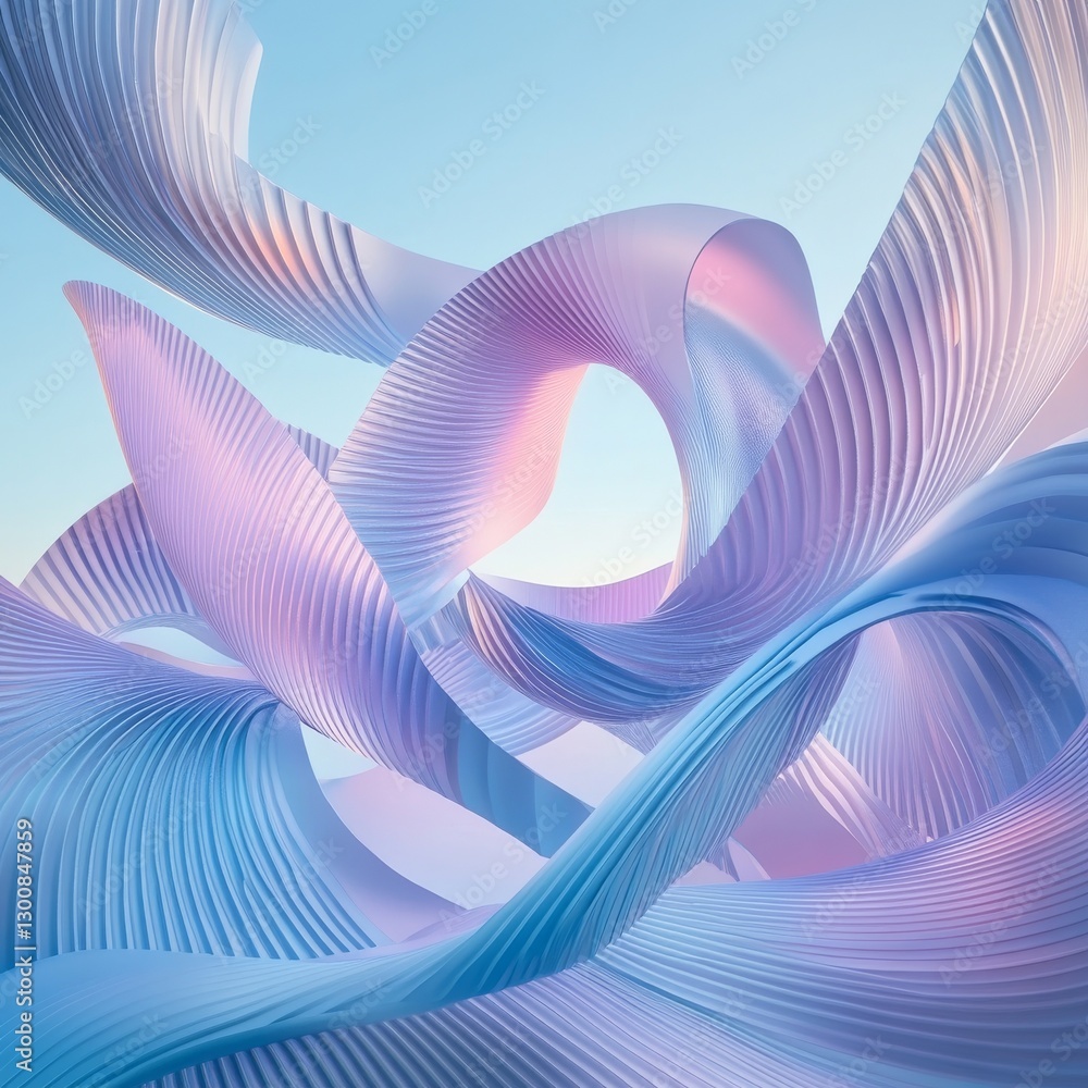 Wall mural digital art featuring abstract swirls in pastel hues for use as a background or design element