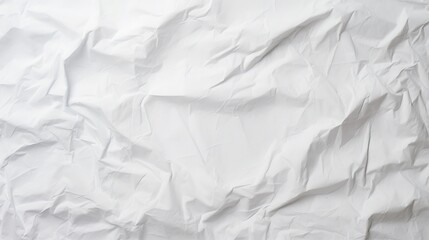Obraz premium Abstract white background with a crumpled paper texture. Flat lay, top view of a crumpled plastic surface for a poster or flyer mockup template design. Mock-up banner for advertising, packaging, and p