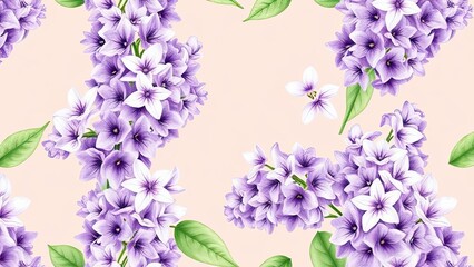 Fototapeta premium Elegant Purple Lilac Floral Seamless Pattern Background