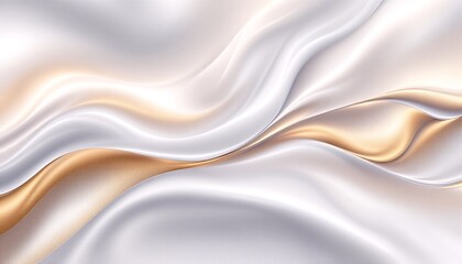 Obraz premium A computer-generated image of white and gold flowing fabric.
