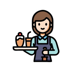 Waitress Vector Icon Design