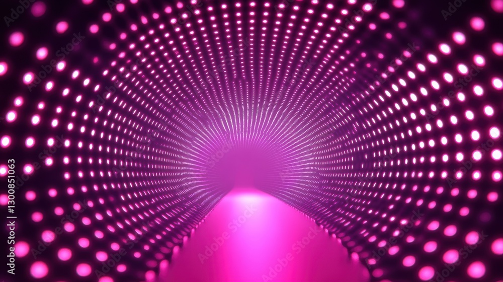 Poster a vibrant pink tunnel of light creating an immersive visual experience with dots and hues