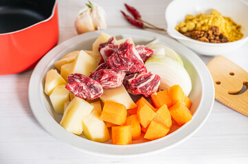 ビーフカレーの材料