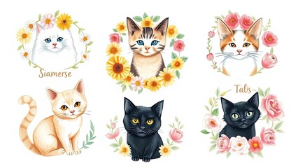 Adorable Kittens in Floral Wreaths Pet Portraits Cute Cats Flowers Animals Spring