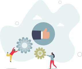 Team building activity for effective business partnership .Collaboration and teamwork power for company growth and productive employee work .flat character life .