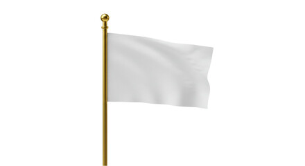 A white flag waving on a gold pole a blank canvas for your design a symbol of surrender or truce a clean and simple image perfect for backgrounds or presentations
