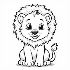 Playful Cartoon Lion Outline Drawing