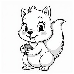 Cute Squirrel Coloring Page for Kids