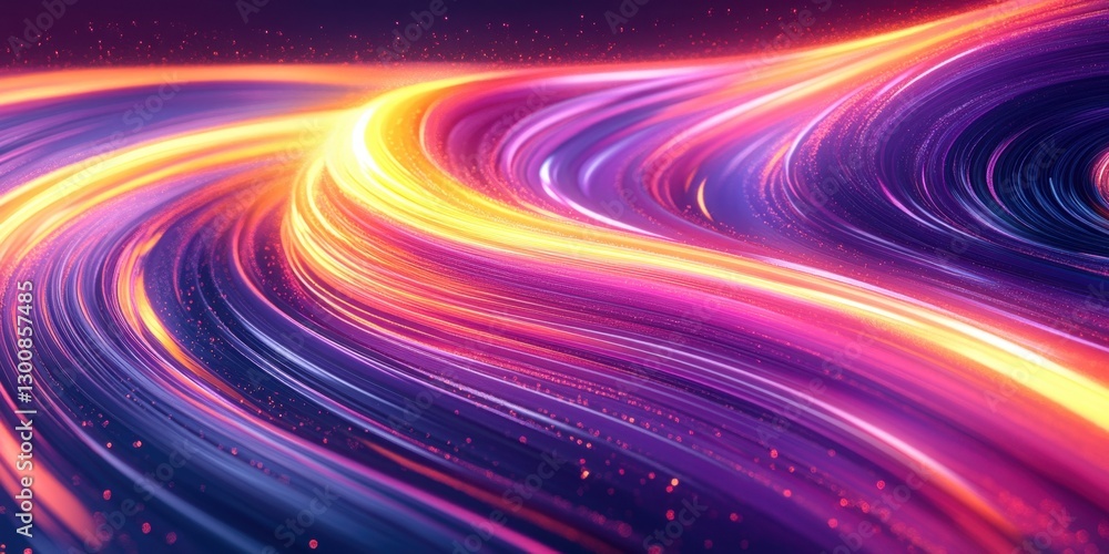 Poster dynamic colorful waves of light representing movement and energy in an abstract composition