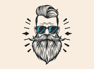 Fashionable Barber Shop Hair and Beard Illustrations