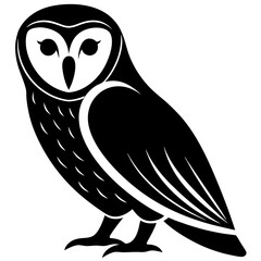 barn owl silhouette vector icon white background