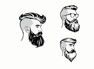 Stylish Male Hair and Beard Silhouette Designs