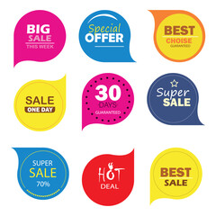 Collection of labels and badges for sales and promotions.