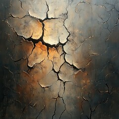 Obraz premium Abstract Art of Cracked Surface with Warm Tones and Textured Details, Modern Wall Decoration Concept