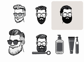 Trendy Men's Grooming Illustrations Collection