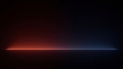 A striking minimalist background with a red and blue light gradient creating a sharp horizon line.