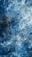Naklejka premium Abstract blue smoke swirling in a mystical and ethereal pattern against a dark background, creating a dynamic and mysterious visual effect with soft flowing tendrils and wisps. 