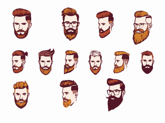 Hipster Haircuts and Beards Vector Bundle