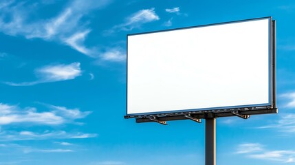 Obraz premium Blank billboard against a bright blue sky.