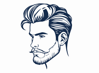 Fashionable Male Hairstyle and Beard Graphics