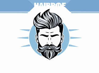 Fashionable Male Hairstyle and Beard Graphics