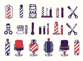 Barber Shop Style Vector Illustration Pack