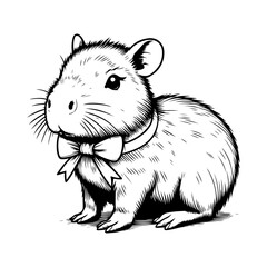 Fototapeta premium Cute cartoon kawaii capybara. Animals funny characters. Hand drawn. Line. Vector illustration. Isolated on white background