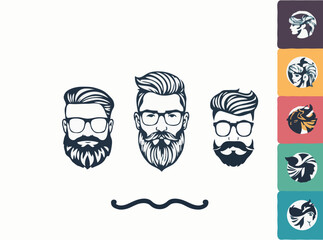 Stylish Men's Hair and Beard Design Elements