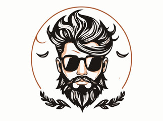 Stylish Men's Hair and Beard Design Elements