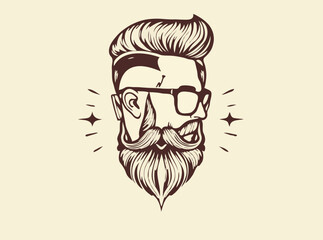 Stylish Men's Hair and Beard Design Elements
