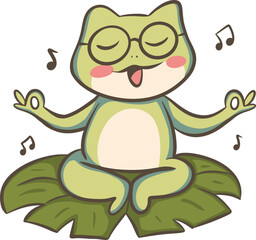 Meditating Frog Enjoying Music