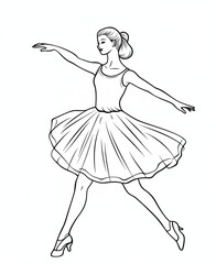Coloring book for children, coloring girl ballerina, dancer.