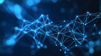 Blue Abstract Network with Flowing Motion
