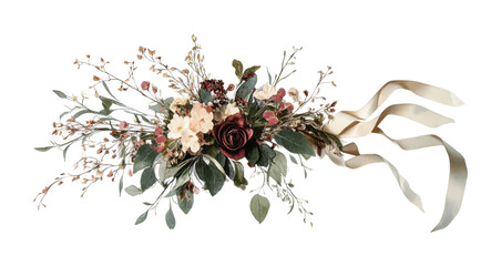 Elegant floral arrangement with ribbon for special occasions or decorative use, cut out