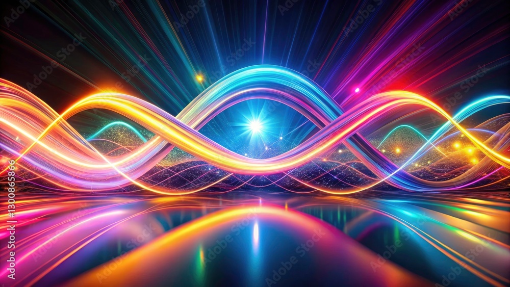 Poster abstract digital data visualization: long exposure sine wave pattern - ai generated art