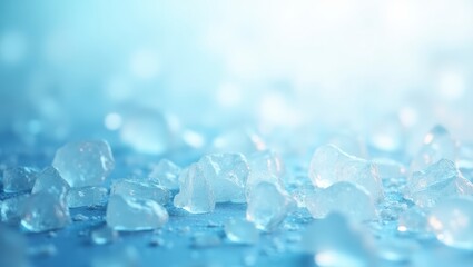 A captivating macro shot of translucent rock candy creates a mesmerizing light blue background.